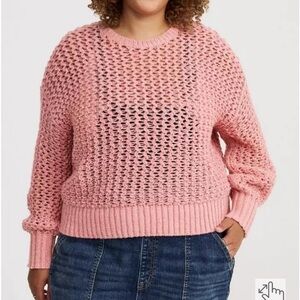 Torrid Chic Rose Pink Open Weave Sweater 2X